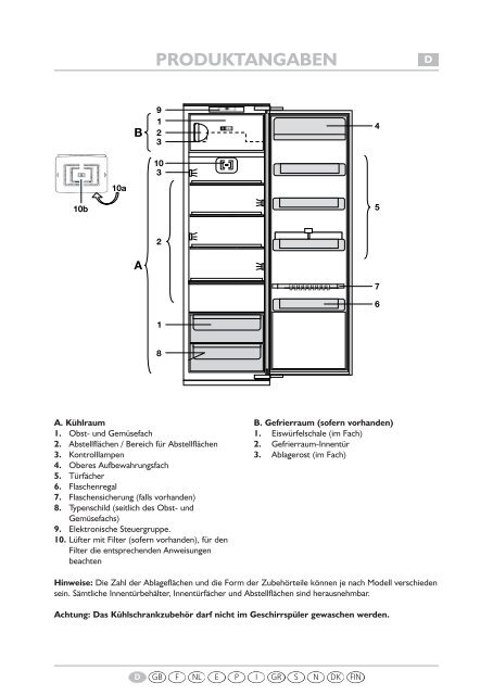 KitchenAid 906.2.02 - Refrigerator - 906.2.02 - Refrigerator DE (855164516010) Scheda programmi