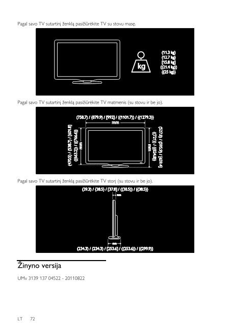 Philips 7000 series T&eacute;l&eacute;viseur LED Smart TV - Mode d&rsquo;emploi - LIT