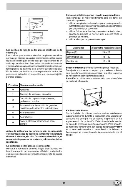 KitchenAid K 14 GB(XW)/E - Cooker - K 14 GB(XW)/E - Cooker ES (F027135) Istruzioni per l'Uso