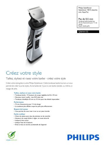 Philips StyleShaver Styleshaver Ã©tanche - Fiche Produit - FRA