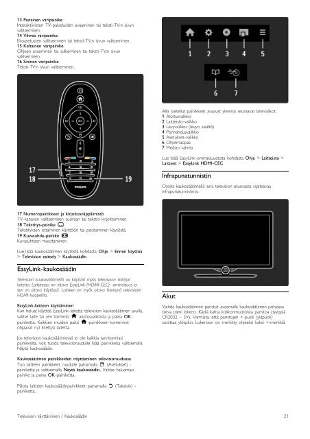 Philips T&eacute;l&eacute;viseur LED - Mode d&rsquo;emploi - FIN