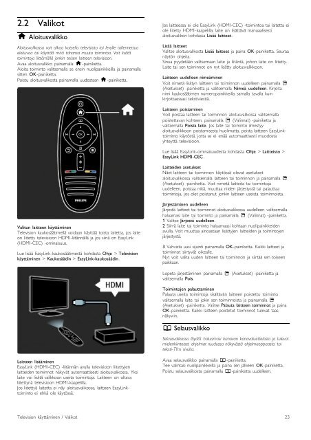 Philips T&eacute;l&eacute;viseur LED - Mode d&rsquo;emploi - FIN