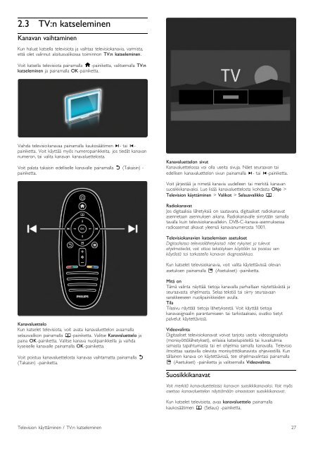 Philips T&eacute;l&eacute;viseur LED - Mode d&rsquo;emploi - FIN