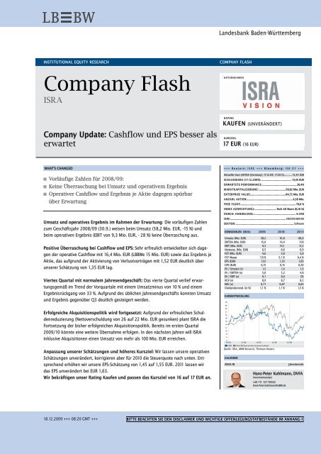 Company Update - ISRA Vision AG