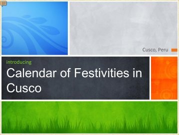 Calendar Of Festivities Of Cusco