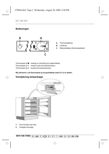 KitchenAid C 156 L - Refrigerator - C 156 L - Refrigerator NL (853937115000) Scheda programmi