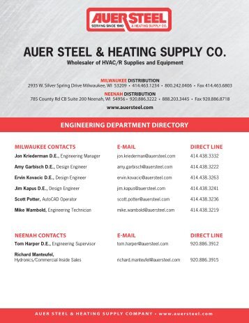 engineering services - Auer Steel & Heating Supply Co.