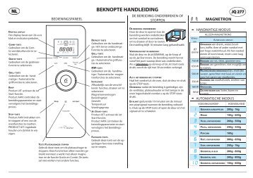 KitchenAid JQ 277 SL - Microwave - JQ 277 SL - Microwave NL (858727799890) Scheda programmi