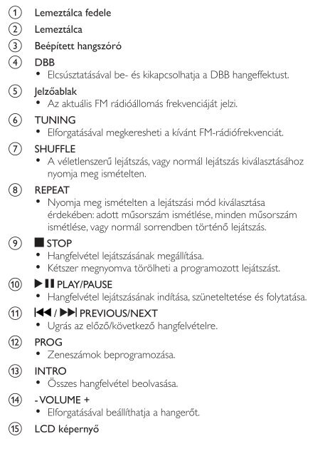 Philips Microcha&icirc;ne - Mode d&rsquo;emploi - HUN