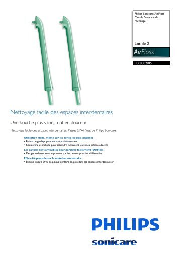 Philips AirFloss Canule Sonicare de rechange - Fiche Produit - FRA