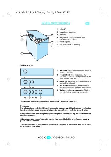 KitchenAid ZC 141 - Freezer - ZC 141 - Freezer SK (850791110000) Scheda programmi