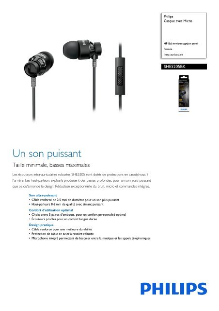 Philips Casque avec Micro - Fiche Produit - FRA