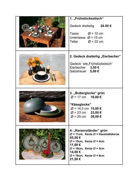 Keramik Ilona Möbert Produktkatalog Herbst 2012