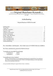 Artikelkatalog - Original Bunzlauer Keramik