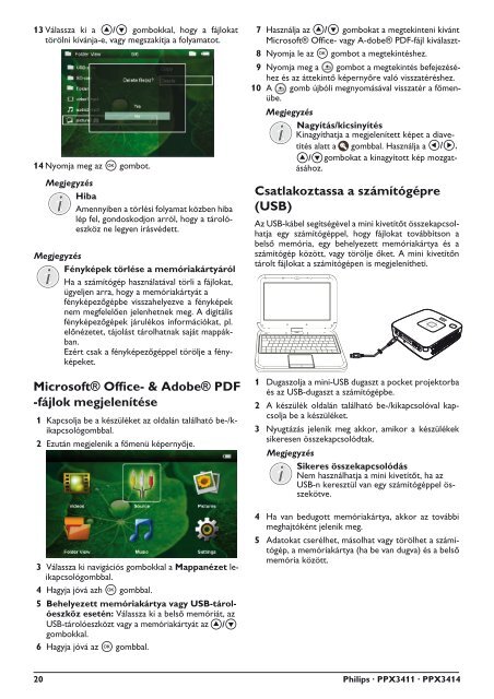 Philips PicoPix Projecteur de poche - Mode d&rsquo;emploi - HUN