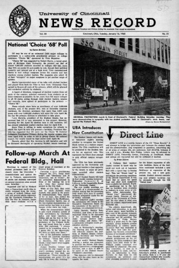 University of Cincinnati News Record. Tuesday, January 16, 1968 ...