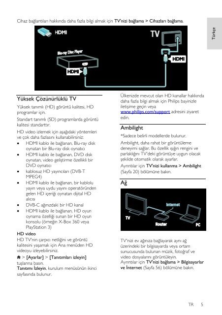 Philips 7000 series T&eacute;l&eacute;viseur LED Smart TV - Mode d&rsquo;emploi - TUR