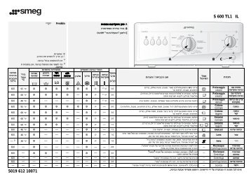 KitchenAid S 600 TL1 - Washing machine - S 600 TL1 - Washing machine HE (858460038110) Scheda programmi