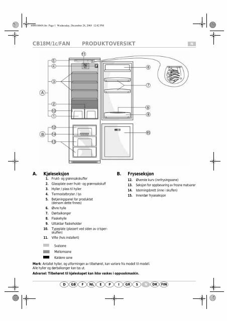 KitchenAid A 300 A/E04 - Fridge/freezer combination - A 300 A/E04 - Fridge/freezer combination NO (853976312010) Scheda programmi