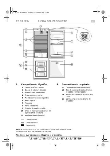 KitchenAid A 300 A/E04 - Fridge/freezer combination - A 300 A/E04 - Fridge/freezer combination ES (853976312010) Scheda programmi