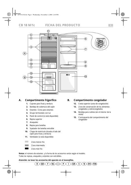 KitchenAid A 300 A/E04 - Fridge/freezer combination - A 300 A/E04 - Fridge/freezer combination ES (853976312010) Scheda programmi