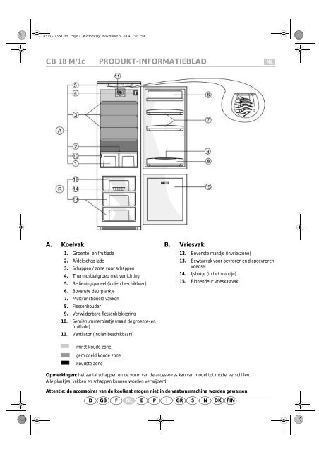 KitchenAid A 300 A/E04 - Fridge/freezer combination - A 300 A/E04 - Fridge/freezer combination NL (853976312010) Scheda programmi