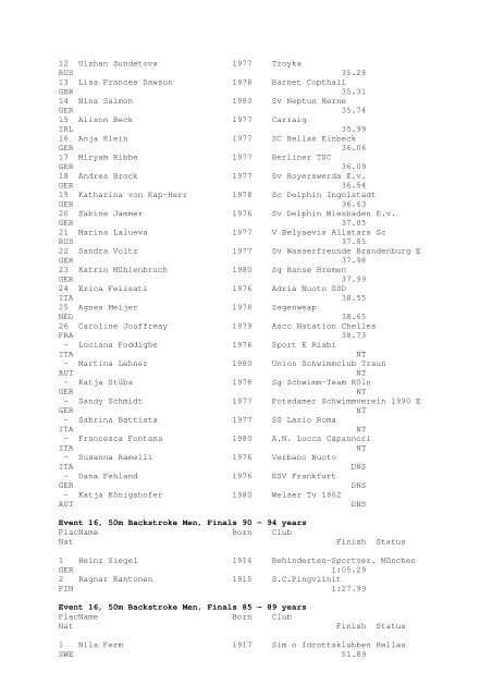 Results Total - Per Age Group w ith lap tim es - U-Klubi