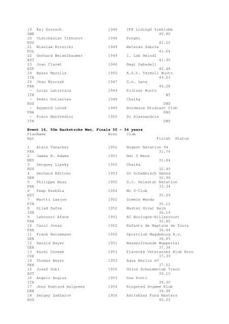 Results Total - Per Age Group w ith lap tim es - U-Klubi