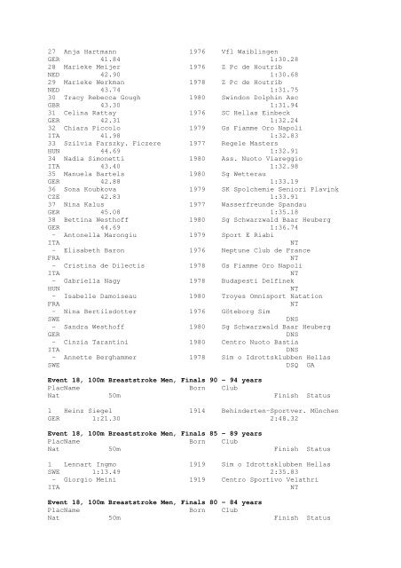 Results Total - Per Age Group w ith lap tim es - U-Klubi