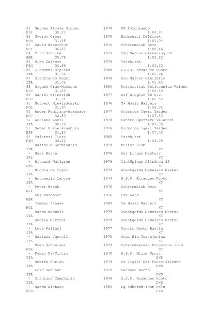 Results Total - Per Age Group w ith lap tim es - U-Klubi