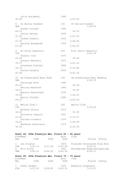 Results Total - Per Age Group w ith lap tim es - U-Klubi