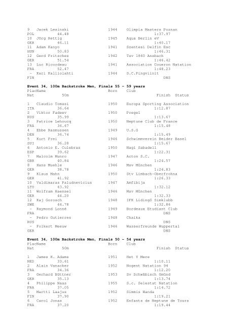 Results Total - Per Age Group w ith lap tim es - U-Klubi