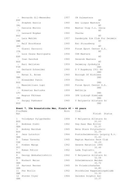 Results Total - Per Age Group w ith lap tim es - U-Klubi