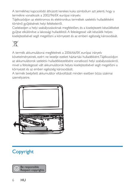 Philips Lecteur DVD portable - Mode d&rsquo;emploi - HUN