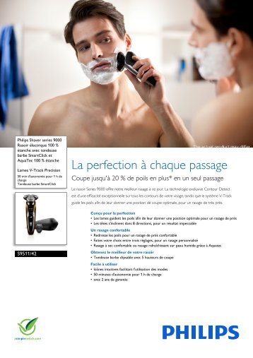 Philips Shaver series 9000 Rasoir Ã©lectrique rasage Ã  sec ou sous l'eau - Fiche Produit - FRA