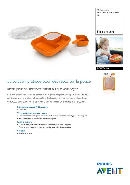Philips Lunch box Philips Avent 6 mois et + - Fiche Produit - FRA