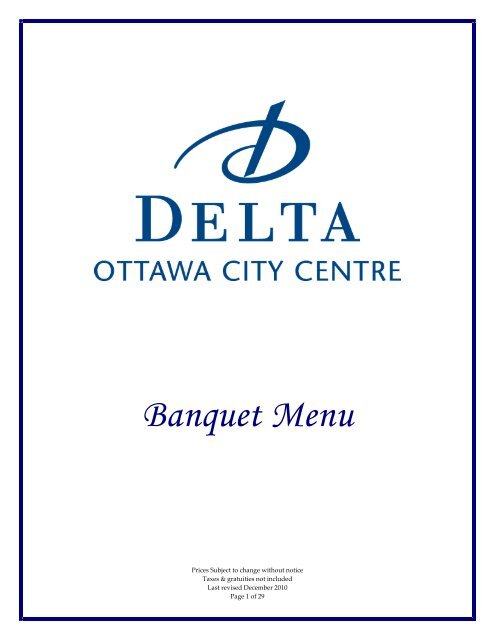 Banquet Menu - Delta Hotels