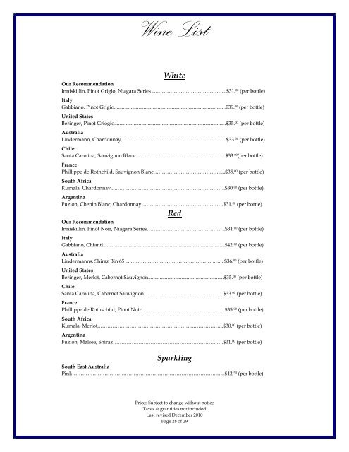 Banquet Menu - Delta Hotels