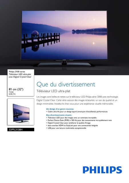 Philips 3100 series T&eacute;l&eacute;viseur LED ultra-plat - Fiche Produit - FRA