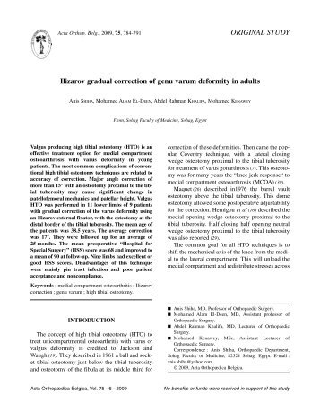 Ilizarov gradual correction of genu varum deformity in adults