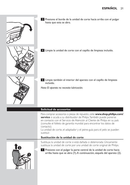 Philips Tondeuse &agrave; cheveux - Mode d&rsquo;emploi - IND