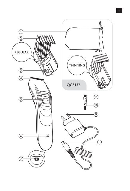 Philips Tondeuse &agrave; cheveux - Mode d&rsquo;emploi - IND