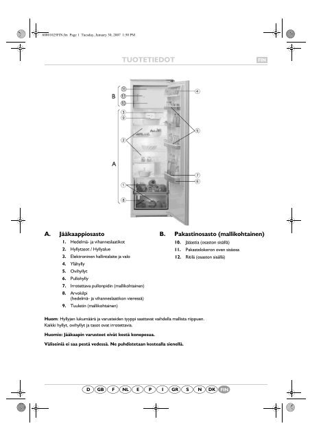 KitchenAid 830202 - Refrigerator - 830202 - Refrigerator FI (855162516010) Scheda programmi