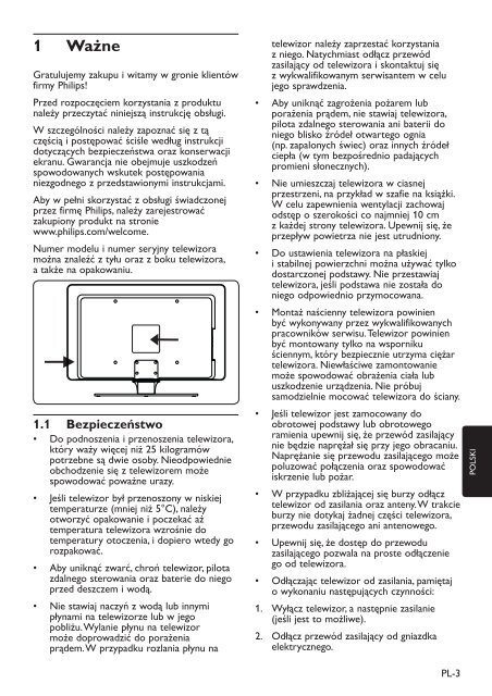 Philips TV LCD - Mode d&rsquo;emploi - POL