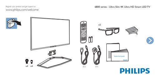 Philips 6800 series T&eacute;l&eacute;viseur LED Ultra HD 4K Smart TV ultra-plat - Guide de mise en route - HRV