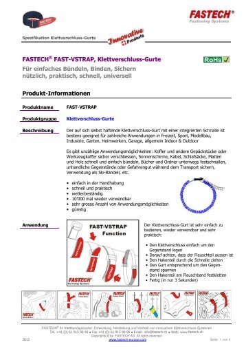 FAST-VSTRAP, Klettverschluss-Gurte - Fastech Europe AG