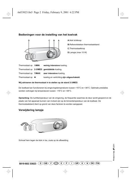 KitchenAid A 215/M - Refrigerator - A 215/M - Refrigerator NL (853985201000) Scheda programmi
