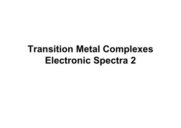 Transition Metal Complexes Electronic Spectra 2