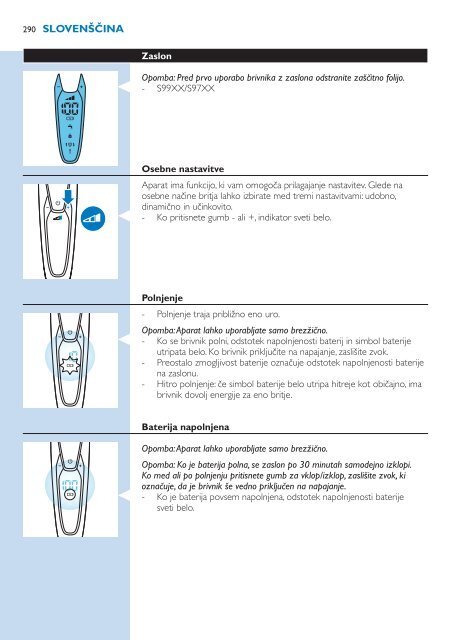 Philips Shaver series 9000 Rasoir &eacute;lectrique rasage &agrave; sec ou sous l'eau - Mode d&rsquo;emploi - SLK