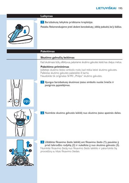 Philips Shaver series 9000 Rasoir &eacute;lectrique rasage &agrave; sec ou sous l'eau - Mode d&rsquo;emploi - SLV